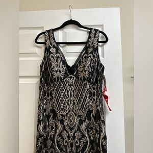 Elegant Black and Silver Embroidered Dress